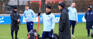 Der Rückkehrer Diego Demme (l.) und Herthas neuer Co-Trainer Armin Reutershahn.