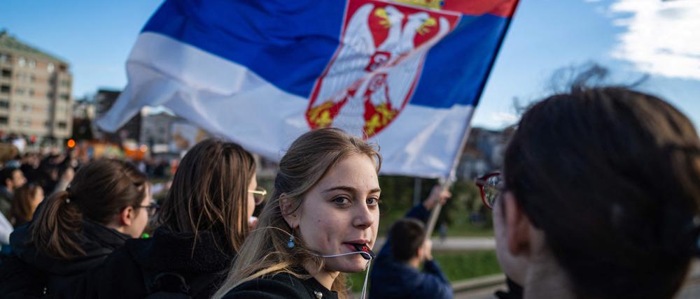 Eine Demo in Serbien.
