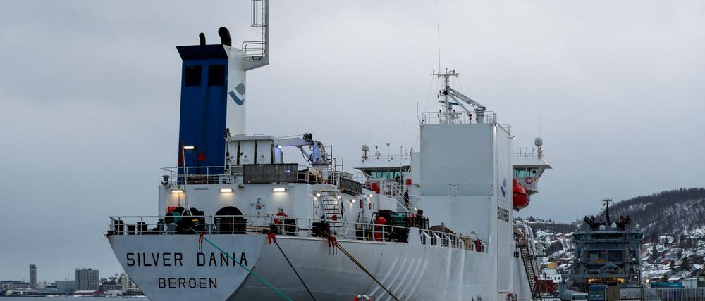 Das Schiff „Silver Dania“ wurde für Ermittlungen in den Hafen von Tromsø gebracht.