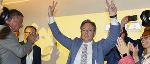 Der Vorsitzende der N-VA, Bart De Wever, feierte nach dem Wahlsieg der flämischen nationalistischen Partei N-VA. 