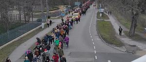 "Demo vom 31.1.2025 in Potsdam gegen rechts und den AStA der Uni Potsdam, Demozug am Neuen Palais" Quelle: Privat