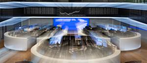 Händler im Handelssaal der Deutschen Börse. (Aufnahme mit Zoomeffekt) 