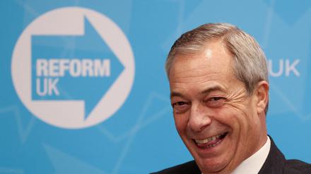 Nigel Farage, der Vorsitzende der rechten Partei Reform UK. 