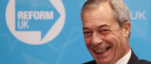 Nigel Farage, der Vorsitzende der rechten Partei Reform UK. 