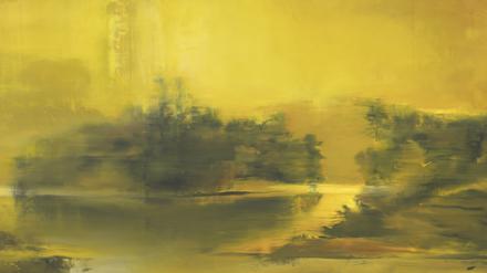 In Schwefel getunkt: Ull Hohn interpretiert die „Hudson River School“ aus der Mitte des 19. Jahrhunderts auf seine Art. Das Gemälde „Untitled“ stammt von 1987.