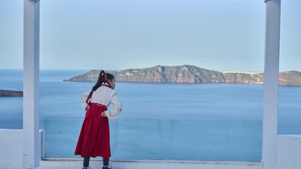 Nur wenige Touristen halten sich derzeit auf Santorini auf.