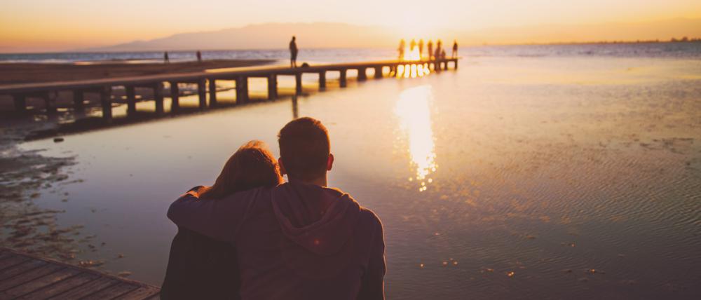 Sunset in Platja del Trabucador in Ebro Delta.