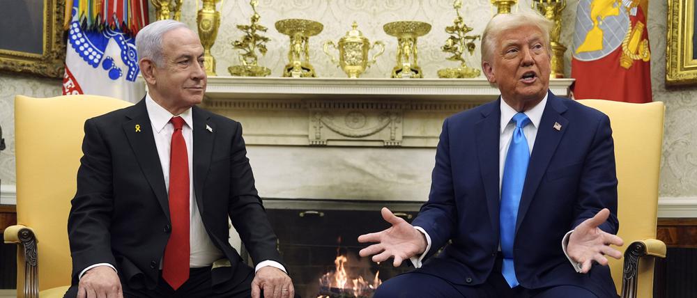 Israels Premierminister Benjamin Netanjahu (links) zu Gast bei Donald Trump (rechts) im Weißen Haus.