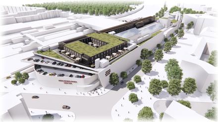 Visualisierung des Hotelbaus auf dem Gesundbrunnen-Center.