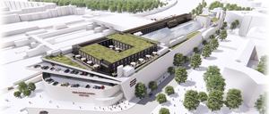 Visualisierung des Hotelbaus auf dem Gesundbrunnen-Center.