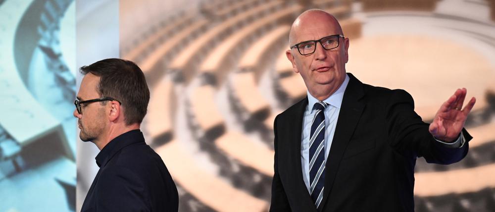 Brandenburgs-CDU Chef Jan Redmann (l.) und Ministerpräsident Dietmar Woidke (SPD) waren sich schon im Landtagswahlkampf beim Thema Migration nicht immer einig.
