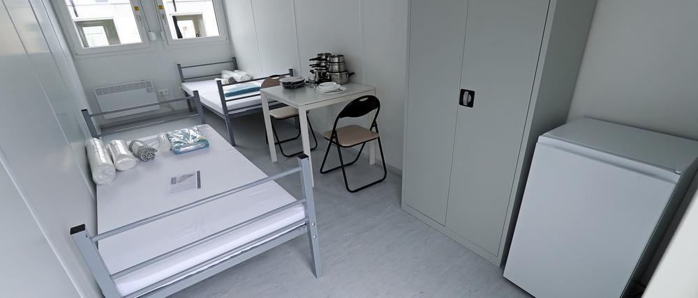 Zimmer in einer Gemeinschaftsunterkunft für Geflüchtete in der Ketziner Straße. 
