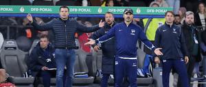 Weiter gemeinsam. Herthas Sportdirektor Benjamin Weber (links) stärkt Cheftrainer Cristian Fiél den Rücken. 