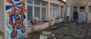 Versteckt zwischen Müll und Gestrüpp: Die Erhaltung der Mosaike an der Bornitzstraße im Bezirk Lichtenberg ist bedroht. 