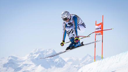 Viktoria Rebensburg beim Abfahrtsrennen in St. Moritz am 14. März 2016.