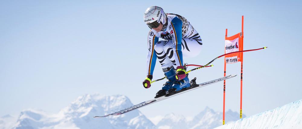 Viktoria Rebensburg beim Abfahrtsrennen in St. Moritz am 14. März 2016.