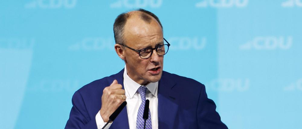 Friedrich Merz beim 37. Parteitag der CDU Deutschlands im CityCube Berlin.