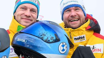 Francesco Friedrich (l) gewinnt im Zweierbob vor Johannes Lochner in Lillehammer. 