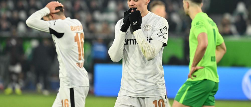 Leverkusener Frust: Der eingewechselte Florian Wirtz beim 0:0 in Wolfsburg.