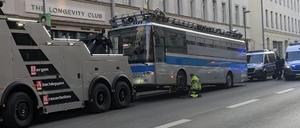 Der beschlagnahmte Protestbus.