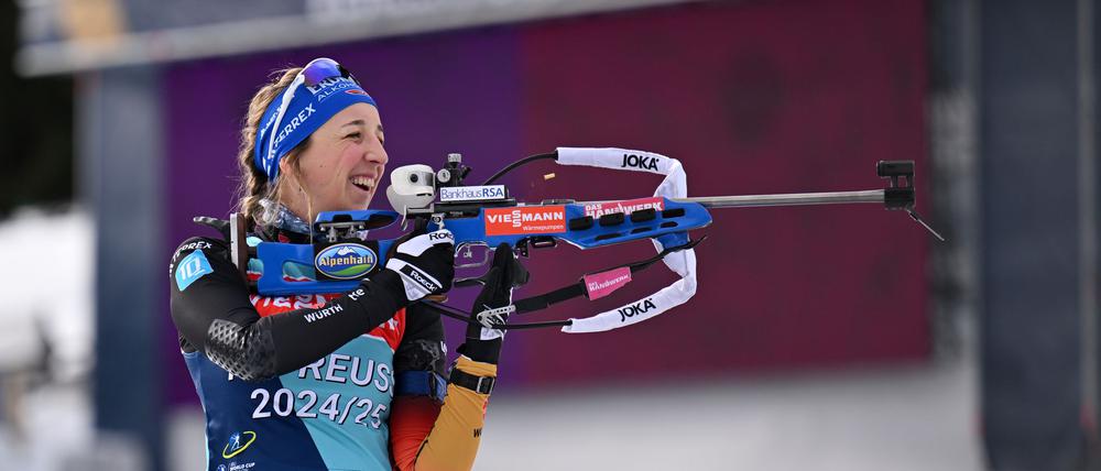 Franziska Preuß beim Abschlusstraining in der Schweiz.