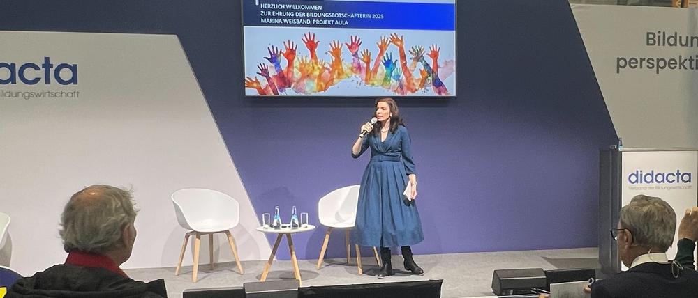 Marina Weisband begründet, warum sie nicht Didacta-Botschafterin sein möchte. (Credit: Malte Neumann)