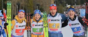 Die drittplatzierten Deutschen Selina Grotian, Franziska Preuß, Philipp Nawrath und Justus Strelow (v.l.n.r.).