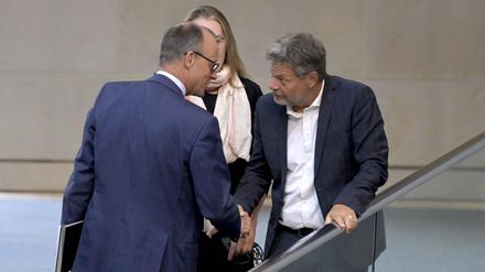 Friedrich Merz, Katharina Dröge und Robert Habeck
