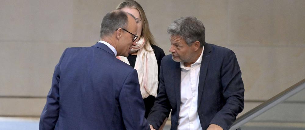 Friedrich Merz, Katharina Dröge und Robert Habeck