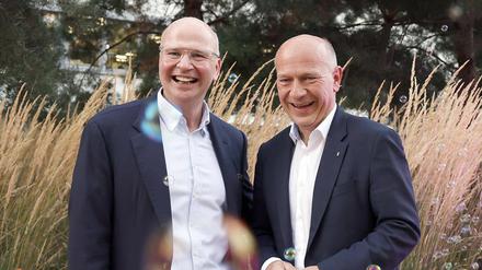 Der Regierenden Bürgermeister Kai Wegner, Markus Voigt Präsident VBKI beim VBKI-Sommerfest 2023 auf dem EUREF Campus.