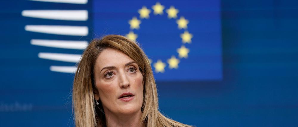 EU-Parlamentspräsidentin Roberta Metsola ist derzeit auf Mission im Nahen Osten. (Archivbild)