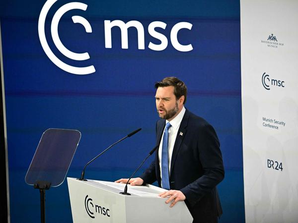 US Vice President JD Vance delivers his speech during the 61st Munich Security Conference (MSC) in Munich, southern Germany on February 14, 2025. (Photo by Tobias SCHWARZ / AFP)