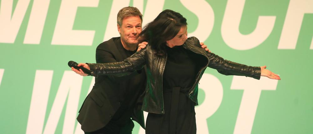 Annalena Baerbock und Robert Habeck bei einer Wahlkampfveranstaltung in der Columbiahalle in Berlin. 