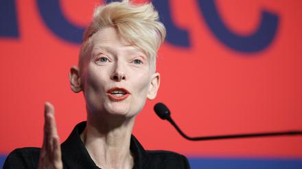 „Viele empfinden ein Gefühl der Ohnmacht“: Oscar-Preisträgerin Tilda Swinton beim Pressetermin zum Ehrenbär.  
