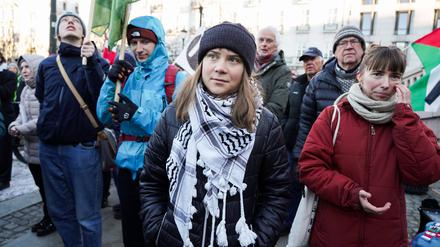 Greta Thunberg bei einem Protest in Oslo.