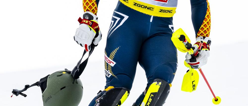 Schwer enttäuscht: Der Schwede Kristoffer Jakobsen nach seinem Slalom-Aus.