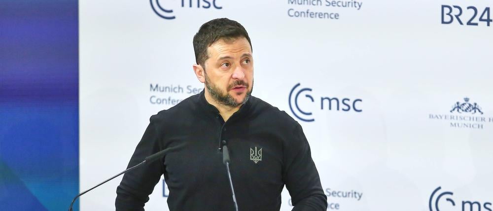 Wolodymyr Selenskyj, der Präsident der Ukraine, auf der Münchner Sicherheitskonferenz