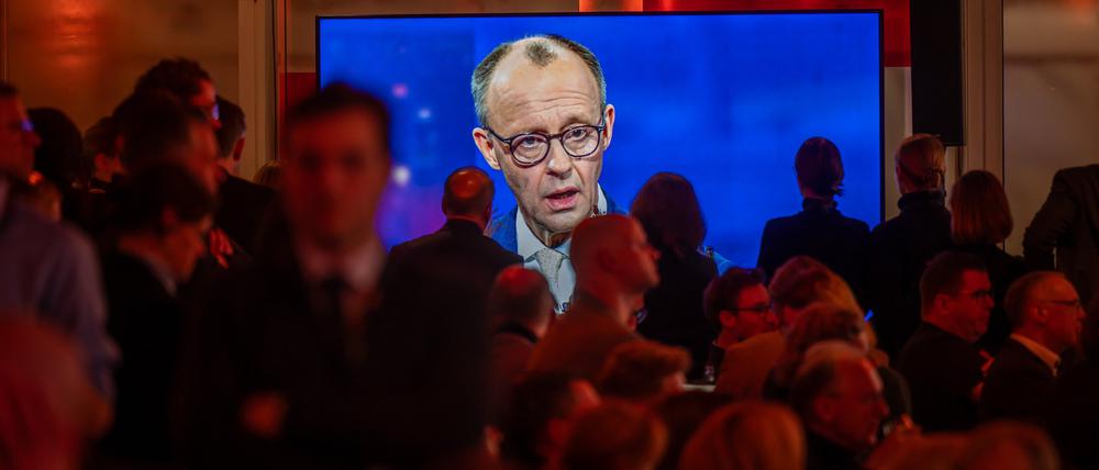 Friedrich Merz im „Quadrell“ am 16. Februar 2025 auf ntv und RTL.