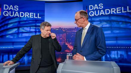 Friedrich Merz und Robert Habeck im TV-“Quadrell“.