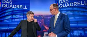 Friedrich Merz und Robert Habeck im TV-“Quadrell“.
