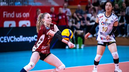 Leni Kirchhoff kämpft mit den Potsdamer Volleyballerinnen in Rom um den Einzug ins Finale des Challenge Cups. 