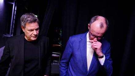 Friedrich Merz und Robert Habeck beim „Quadrell“