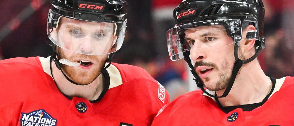 Connor McDavid (l.) hatte Kanada bereits beim Vorrundenspiel gegen die USA in Führung gebracht.