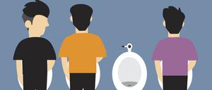 Mehrere Männer stehen vor einem Urinal (Symbolbild)