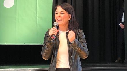 Annalena Baerbock (Grüne) spricht bei einer Wahlkampf-Veranstaltung in Ludwigsfelde in Brandenburg.