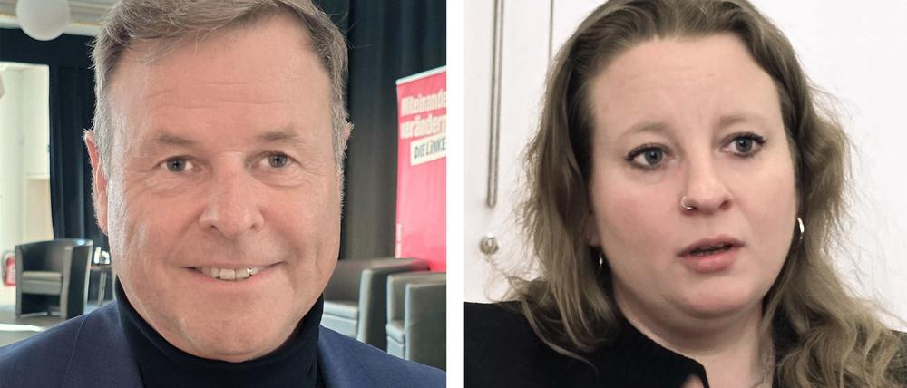 Christian Görke, (links) Spitzenkandidat der Linken in Brandenburg, bei einer Wahlveranstaltung mit Gysi, Ramelow und Bartsch in Cottbus.
Friederike Benda, Spitzenkandidatin des BSW in Brandenburg.