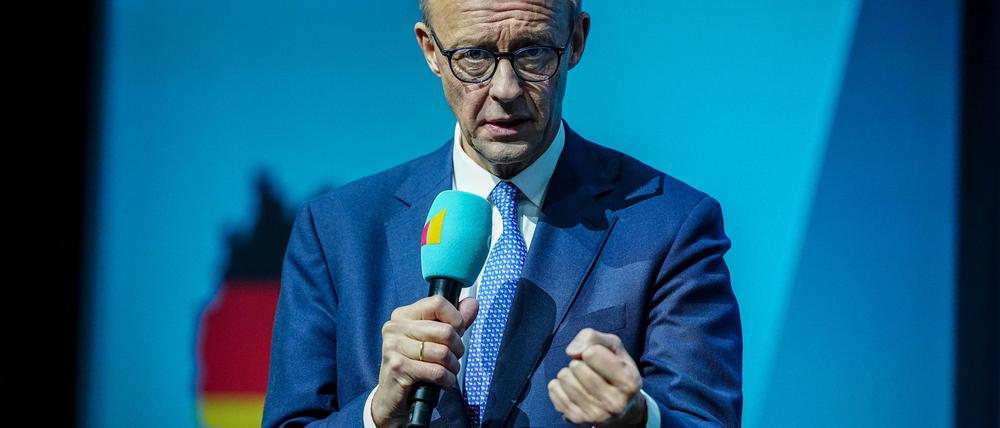 Friedrich Merz trat im Wahlkampf bei der Berliner CDU auf.