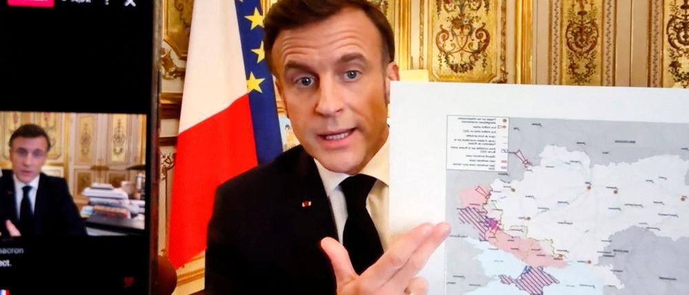 Macron will Trump davon überzeugen, beim Thema Ukraine mit den Europäern an einem Strang zu ziehen.