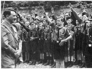 Hitlerjugend and Adolf Hitler Adolf Hitler inspects the Hiter-Jugend and receives the salute at Erfurt. Date: 1933 PUBLICATIONxINxGERxSUIxAUTxONLY Copyright: CopyrightxcGeminix2023.xCredit:xGemini 12005323