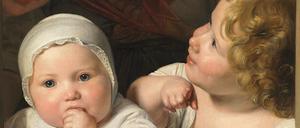 „Junge Bäuerin mit drei Kindern im Fenster“ (1840) von Ferdinand-Georg Waldmüller. 
